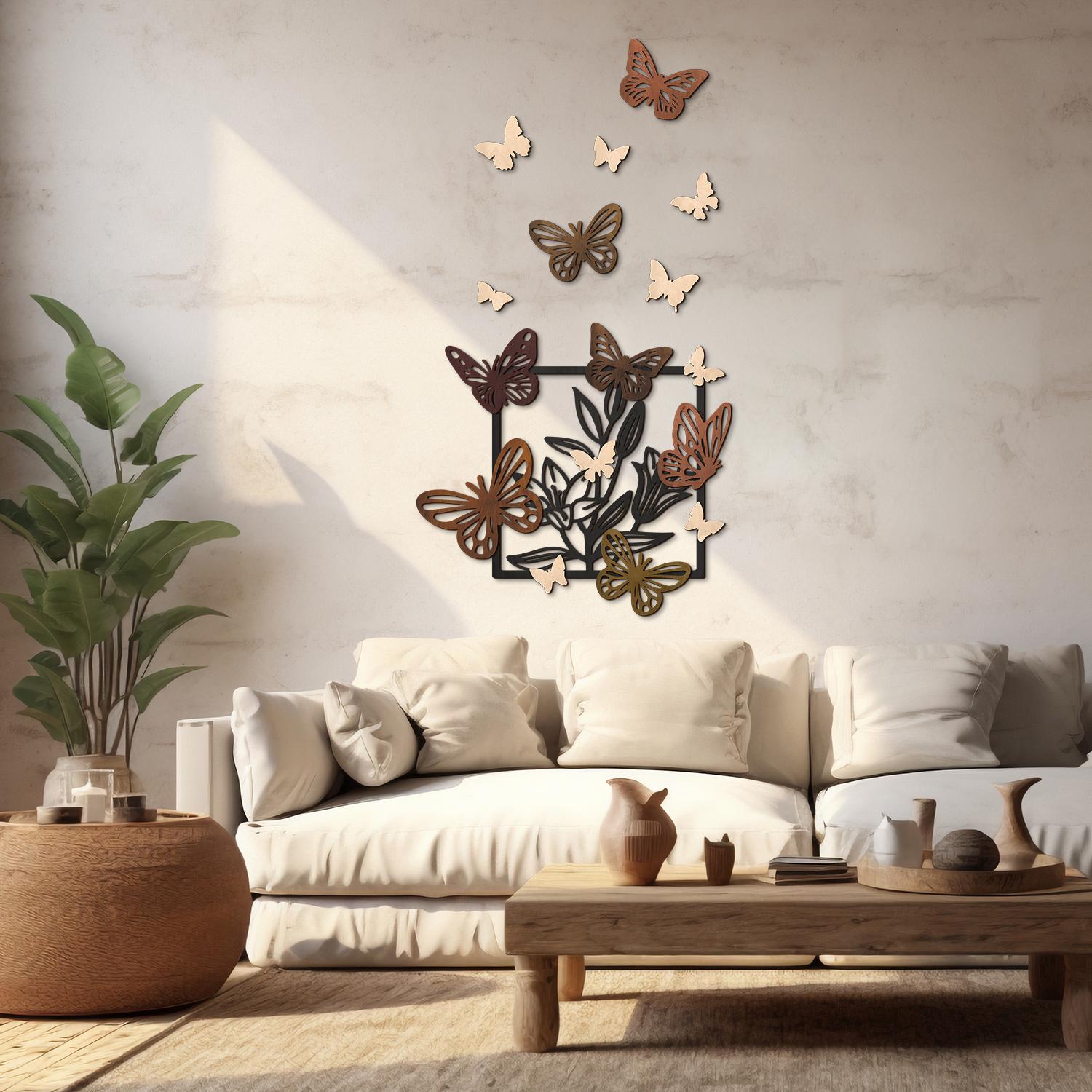 Telinego 2-Pack Handmade Wooden Butterfly Wall Art – Self-Adhesive Rustic Decor For Bedroom, Nursery, Living Room