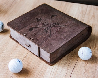 Golf ball box,Personalized golf ball box,Wood golf ball box,Golf ball holder,Golf gifts for men personalized,Golf gifts for men fathers day