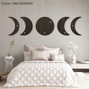 Wooden moon phase wall hanging, Moon phase sign, Crescent moon wall art, Full moon art, Celestial wall art, Wooden space wall art
