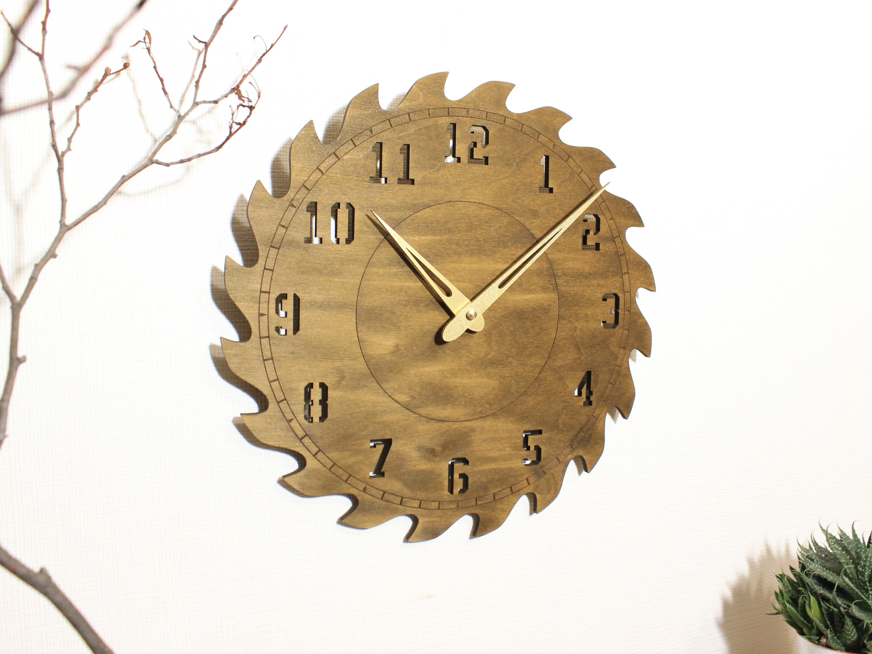 Circular Saw Blade Clockwooden Modern Wall Clocksawblade Etsy
