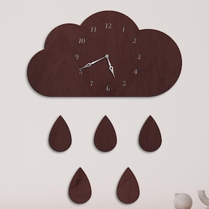 Cloud wall clock,Rain wall clock,Wood wall clock,Weather wall clock,Nature wall clock,Nursery wall clock,Kids wall clock,Kitchen wall clock