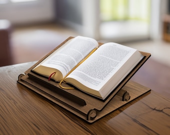 Soporte de libros de madera ajustable, Soporte de libros para leer, Exhibidor de libros de madera, Soporte para libros de recetas, Soporte para libros de cocina, Soporte para libros abiertos, Exhibidor de la Biblia