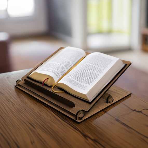 Support De Livre Réglable En Bois - Pour Coran, Bible, Livre De Cuisine - Pupitre Ajustable En Hauteur Et Angle