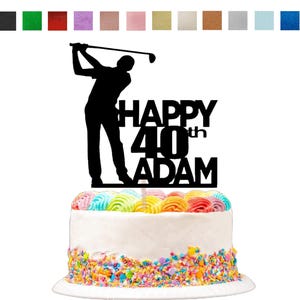 Golf Birthday Custom Glitter Cake Topper Add name and Age