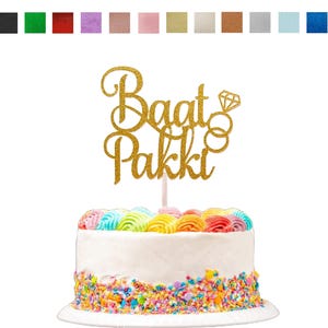 Baat Pakki Cake Topper: Glitter Pakistansk Engagement Decor
