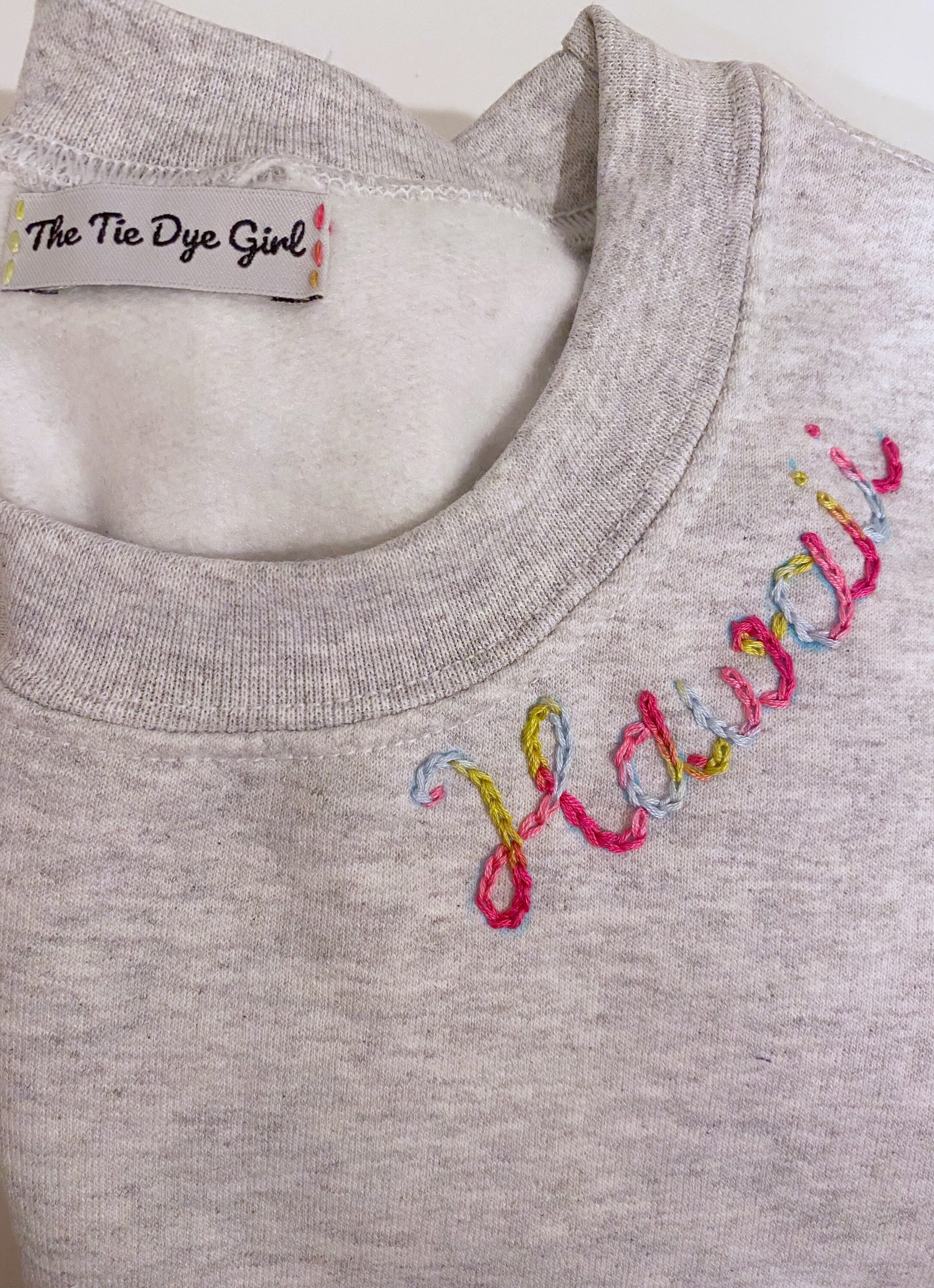 Grey Custom Hand Embroidered Crewneck Sweatshirt Etsy