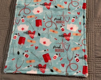 Nurse Burp Cloth White and Pink, Minky fleece and super snuggle flannel, gender neutral