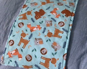 Woodlands Baby Burp Cloth White, Minky fleece and super snuggle flannel, gender neutral