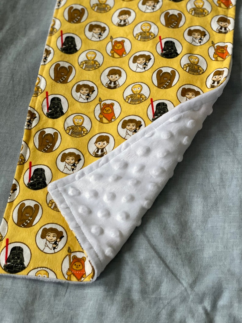 Baby Star Wars Burp Cloth Cloth Yellow and Blue, Minky fleece and super snuggle flannel, gender neutral image 6