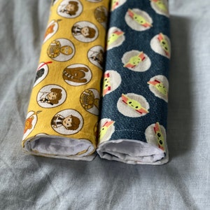 Baby Star Wars Burp Cloth Cloth Yellow and Blue, Minky fleece and super snuggle flannel, gender neutral image 9