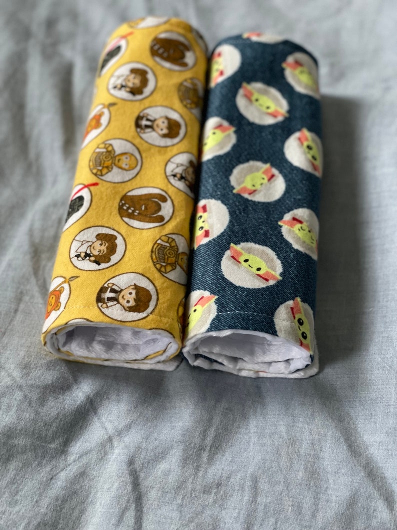 Baby Star Wars Burp Cloth Cloth Yellow and Blue, Minky fleece and super snuggle flannel, gender neutral image 9
