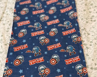 Baby Captain America Burp Cloth, Minky fleece and super snuggle flannel, gender neutral