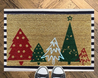 Christmas Trees welcome door mat