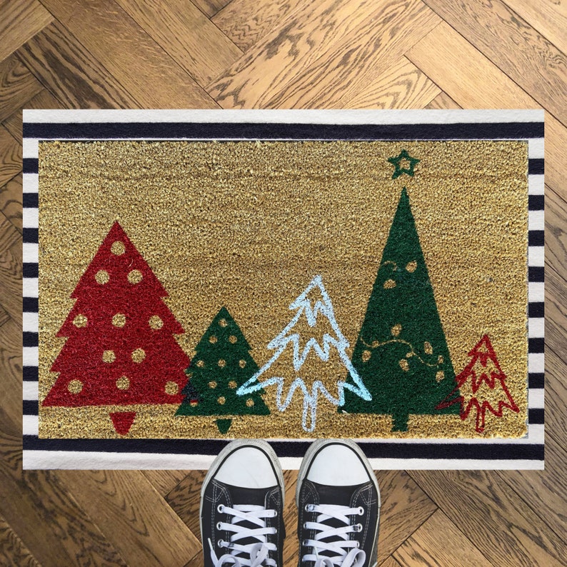 Christmas Trees welcome door mat image 1