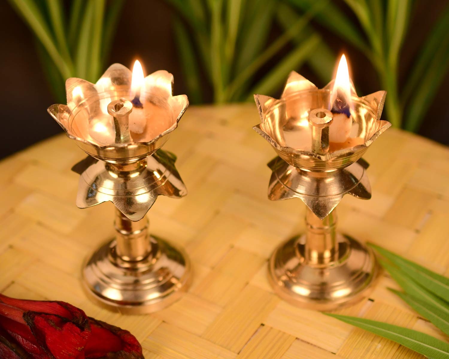 Brass Set of 2 Lotus Diya With Basebeautiful Diya Home Etsy