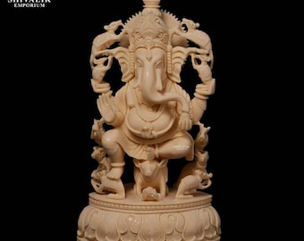 大理石のガネーシャ像：祭壇用のヒンドゥー教の象神（6インチ） - Etsy