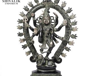 Handgemaakt messing dansend standbeeld van Shiva Nataraja - 16,5 inch