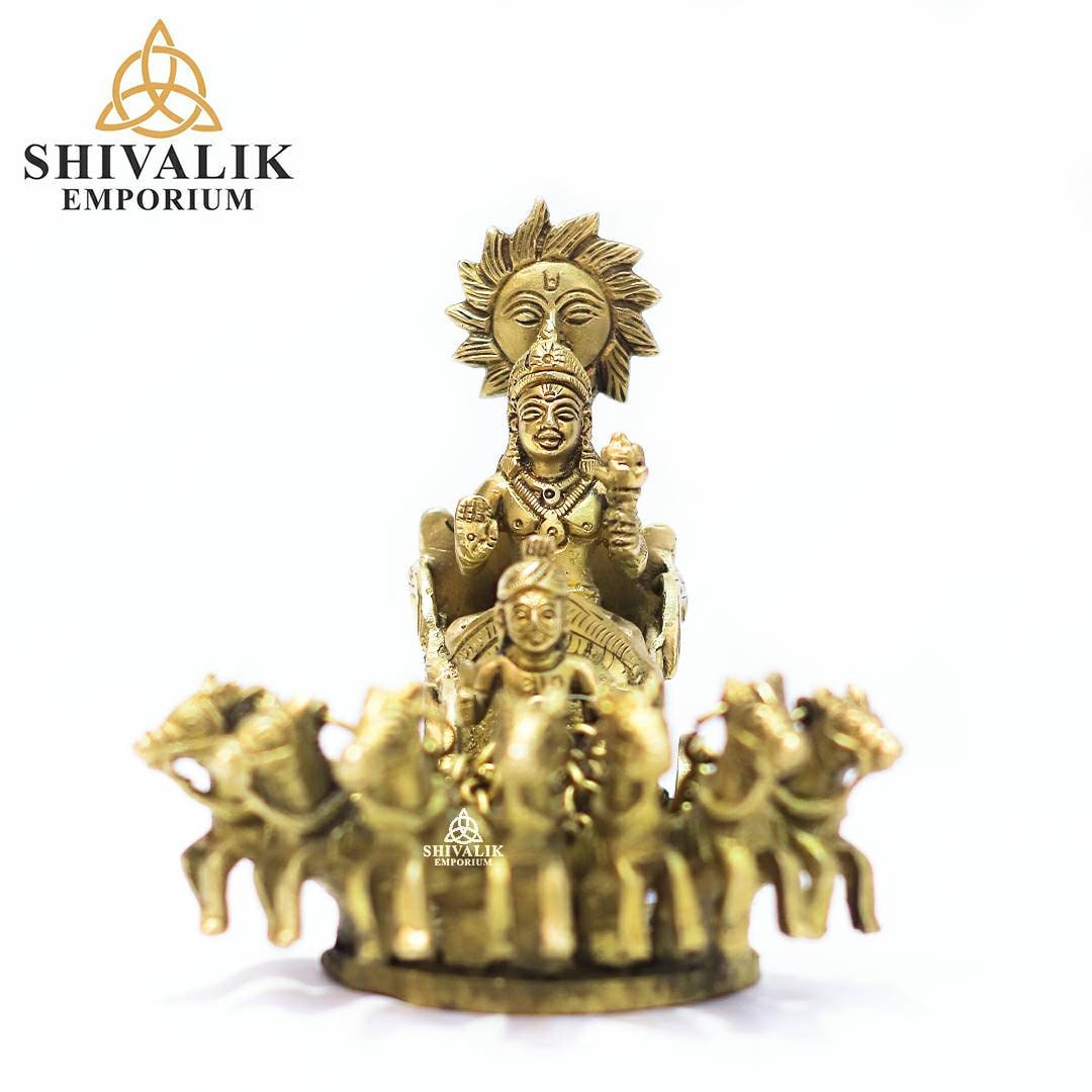 Buy Lord Surya the Sun God With Seven Horses 7inch Long Brass ...