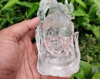 Handmade Himalayan Rock Crystal Shiva Statue - Hindu Idol (14cm)