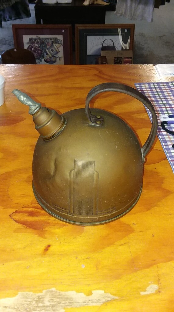 Vintage Tea kettle with bird whistle spout 1930's solid Etsy