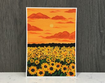 Sunflowers Art Print | 5"x7" | Original Acrylic Painting | Sunflower Painting | Birthday Gift | Pretty Wall Art