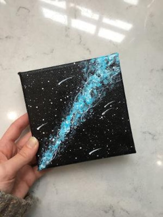 Blue Galaxy Painting | 5"x5" | Space Painting | Original Acrylic Painting | Birthday Gift