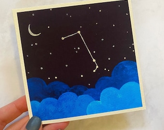 Aries Art Print  | 4&quot;x4&quot; | 5&quot;x5&quot; | Original Acrylic Painting | Birthday Gift | Zodiac Art Print | Star Sign Art