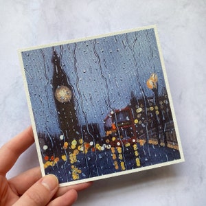 Rainy London Art Print | 5"x5" | 4”x4” | Birthday Gift | UK Art Print | Original Acrylic Painting | Travel Art