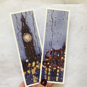 Lot de 2 signets London | Impression d&#39;art Big Ben | Impression d&#39;art de bus de Londres | Peinture acrylique originale | Art du voyage | Cadeau d&#39;anniversaire