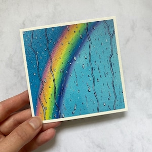 Impresión artística de arcoíris / 4" x 4" / 5" x 5" / Póster artístico / Pintura acrílica original / Regalo de cumpleaños / Arte de pared lindo