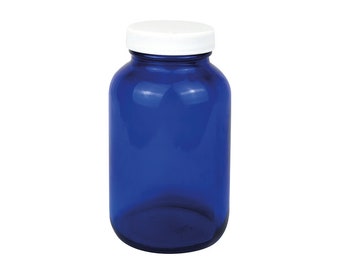 Apothekerflasche aus Blauglas, 5er Set, Glasflasche für den Laborbedarf, retro Weithalsflasche mit Schraubverschluss, 5 x 250 ml