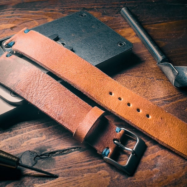 The Jameson Handcrafted custom leather watch strap leather watch band full grain veg tan leather  18mm, 19mm, 20mm, 22mm, 24mm