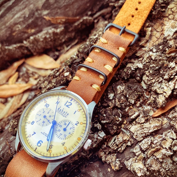 Handcrafted Customized and Personalized Leather Large extended military watch strap zulu band