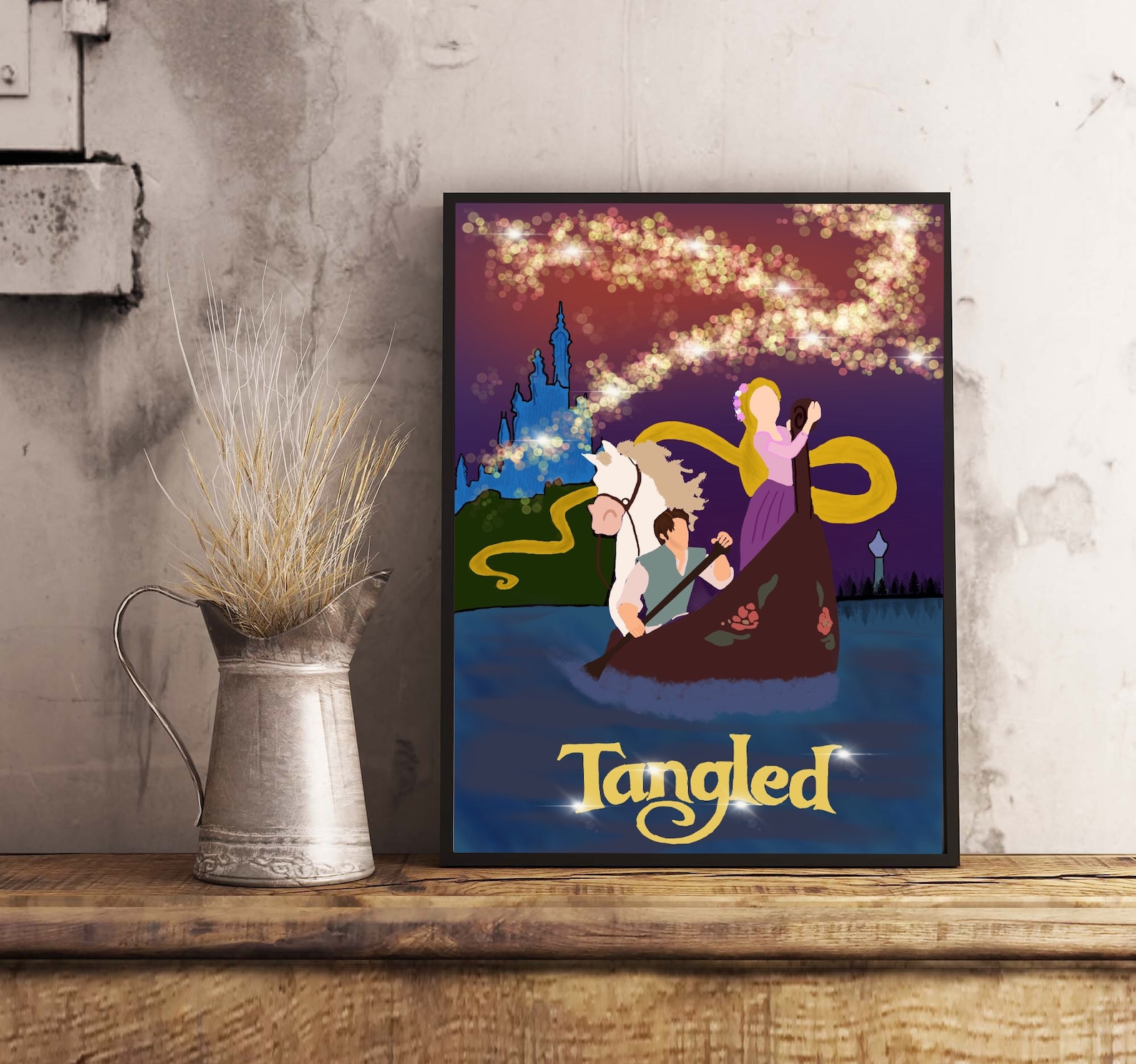 Tangled Disney Art Wall Art Movie Poster Collection Etsy