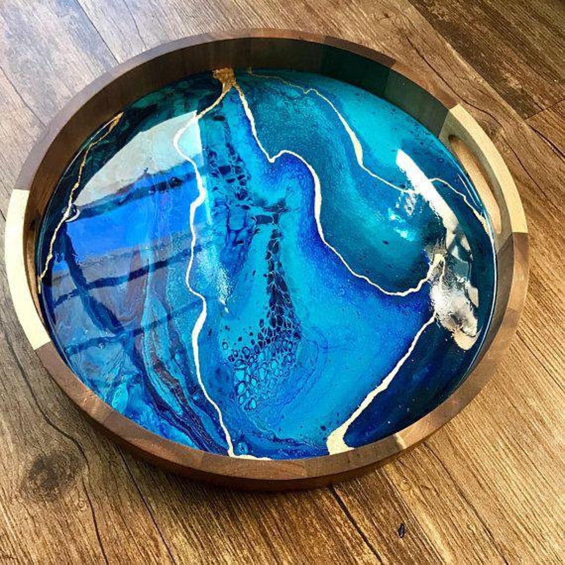 Resin Circular Serving Tray Etsy