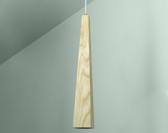 Handgefertigte Esche Holz Pendellampe: Naturholz Designer Wandleuchte