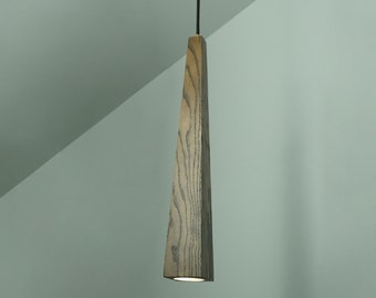 Handgefertigte Esche Holz Pendellampe: Moderne Designer Wandlampe
