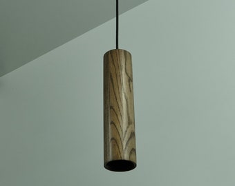 Esche Holz Deckenleuchte: Moderne Zylinderförmige Lampe