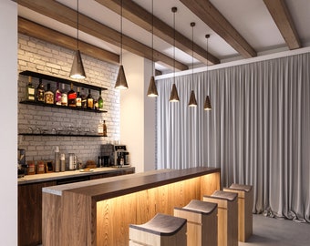 Handgefertigte Esche Holz Pendellampe: Moderne Zapfen Beleuchtung