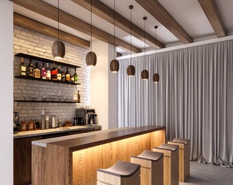 Esche Holz Deckenlampe: Jugendstil Industrie Pendelleuchte