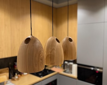 Ręcznie wykonana lampa wisząca sufitowa, nowoczesna lampa wisząca z litego drewna naturalnego