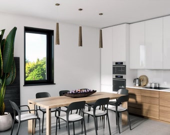 Eschenholz Pendellampe: Moderne Industrie Deckenbeleuchtung