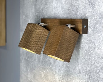 Esche Bauholz Doppelstrahler: Moderne Holz Wandleuchte