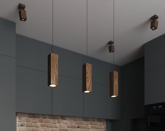 Esche Holz Würfel Pendellampe: Moderne Raumbeleuchtung