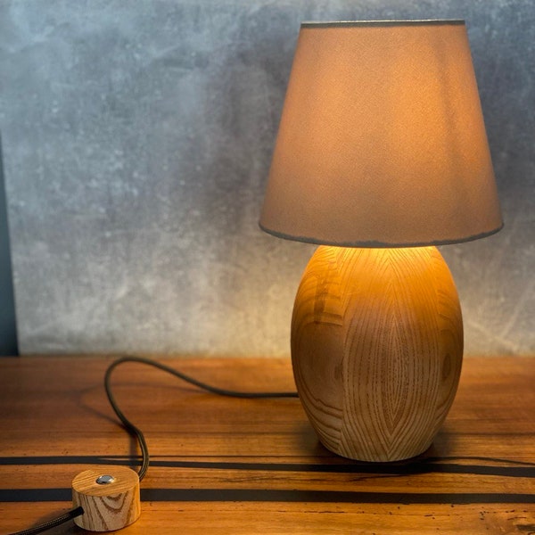 Wooden Desk Lamp, Wood Table Lamp, Scandinavian Base Lamp, Bedside Lamp, Decorative Lamp, Wood Lampshade