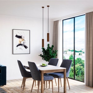 Ceiling lamp, Modern lamp, Industrial lamp, Wall lamp with wooden base, Room lighting, Fixture, Modern lamp, Cylindrical lamp