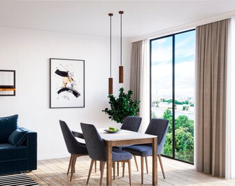 Esche Holz Deckenlampe: Moderne Industrie Pendelleuchte