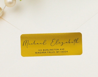 Farmhouse Chic • Metallic Gold Paper Labels • Minimalist Labels • Return Address Gold Labels • Custom Address • Personalized Address Label