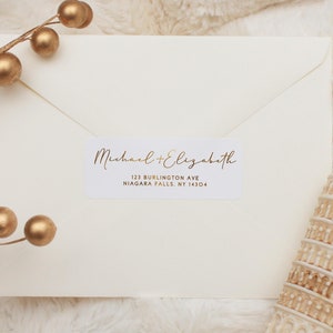 Gold Foil Stickers • Minimalist Labels • Return Address Labels • Custom Address Label • Personalized Address Label • Farmhouse Chic Gold