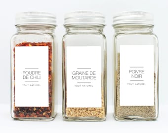 Français Set • Étiquettes de garde-manger minimalistes • Étiquettes d’épices minimalistes • Étiquettes minimalistes • Organisation des épices • Étiquettes de pots • épices en français